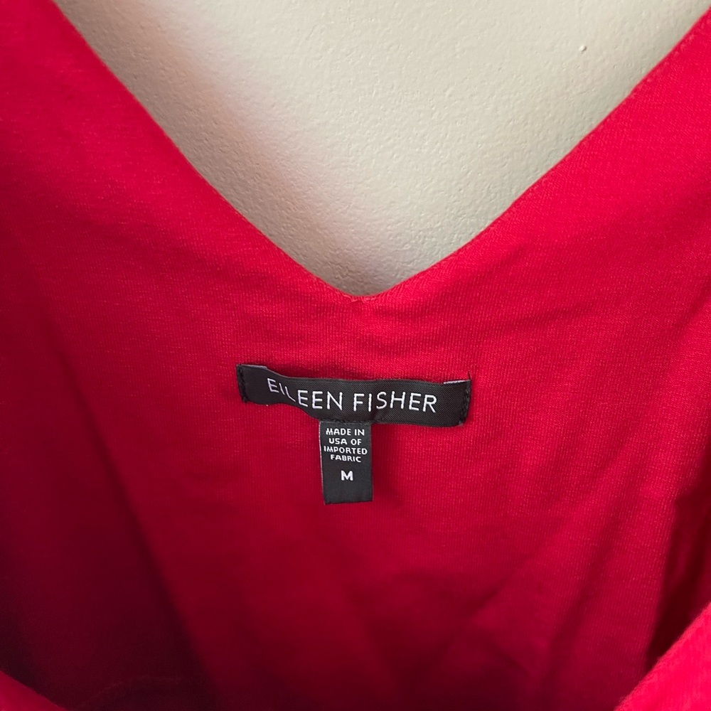 Eileen Fisher Viscose Jersey Ballet Neck Cut Out Back Scarlet Red Dress Medium - Picture 4 of 5